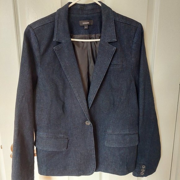 Reitmans R JEANS Women's Denim Blazer Jacket Dark Navy, Size 15/L - Picture 1 of 11